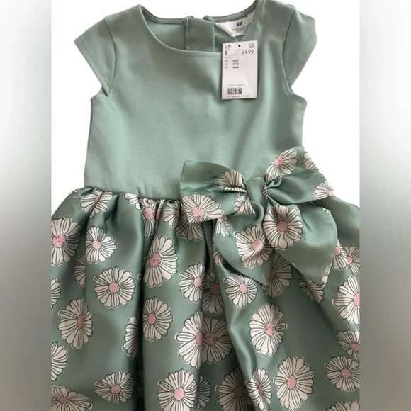 H&M Mint Green Floral Kids Dress - Picture 5 of 6